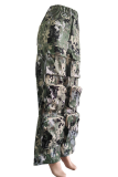 Camouflage Casual Camouflage Print Pocket Zipper Loose Mid Waist Full Print Bottoms