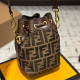 Brown Daily Letters Draw String Patchwork Contrast Bags