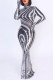 Black White Sexy Casual Patchwork Sequins Slit Hooded Long Dresses