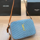 The cowboy blue Street Letters Zipper Texture Tassel Contrast Bags