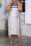 Red Casual Patchwork Tassel Turtleneck Sleeveless Dress Dresses