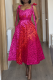 Red Sexy Print Pocket Patchwork Strap Design Spaghetti Strap Sling Dresses