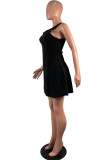 White Sexy Casual Solid Color Basic O Neck Sling Dresses