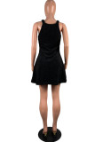 White Sexy Casual Solid Color Basic O Neck Sling Dresses