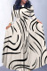 Cream White Casual Striped Print Leopard Pocket With Belt O Neck Printed Dresses