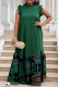 Green Casual Daily Print Patchwork Half A Turtleneck Long Dresses