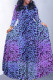 Purple Casual Striped Print Leopard Pocket With Belt O Neck Printed Dresses