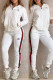 White Sportswear Jacquard Letters Draw String Pocket Hooded Long Sleeve Two Pieces