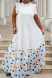 Blue Casual Daily Print Patchwork Half A Turtleneck Long Dresses