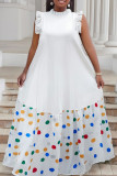 Blue Casual Daily Print Patchwork Half A Turtleneck Long Dresses