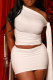 White Sexy Solid Color Patchwork Oblique Collar Sleeveless Two Pieces