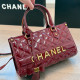 Burgundy Casual Letters Patchwork Zipper Texture Bags