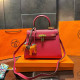 Rose Red Celebrities Solid Color Patchwork Bags(Accessories Color Random)