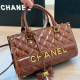 Brown Casual Letters Patchwork Zipper Texture Bags