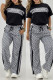 Black Casual Jacquard Letters Draw String Pocket O Neck Short Sleeve Two Pieces