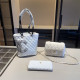White Casual Letters Patchwork Texture Contrast Gross Bags