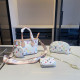 White Casual Letters Gradient Patchwork Zipper Bags