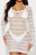 White Sexy Solid Color See-Through Swimsuit Three Piece Set