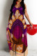 Purple Sexy Graffiti Print portrait Pocket Contrast U Neck Sling Dresses