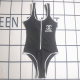 Black Sexy Letters Embroidered Zipper Swimwears