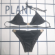 Black Sexy Print Patchwork Strap Design Swimwears