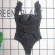 Black Sexy Letters Ruched Strap Design Swimwears