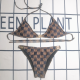 Brown Sexy Print Patchwork Strap Design Swimwears
