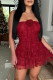 Red Sexy Solid Color Backless Strapless Bodycon Rompers