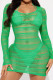 Green Sexy Solid Color See-Through Swimsuit Three Piece Set