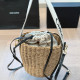 Black Casual Solid Color Draw String Weave Bags