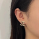 Gold Daily Letters Rhinestone Decor Earrings