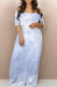 Blue Purple Casual Geometric Print Flowers Contrast V Neck Printed Dresses