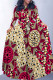 Rose Red Casual Snakeskin Print Leopard Tiger Stripes Pocket With Belt Contrast O Neck Printed Dresses