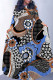 Blue Casual Snakeskin Print Leopard Tiger Stripes Pocket With Belt Contrast O Neck Printed Dresses