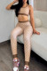 Khaki Sportswear Letter Print Contrast O Neck Sleeveless Two Pieces
