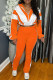 Orange Casual Sportswear Daily Patchwork Contrast Zipper Collar Long Sleeve Two Pieces