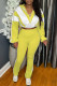 Yellow Casual Sportswear Daily Patchwork Contrast Zipper Collar Long Sleeve Two Pieces