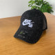 Black Casual Letters Embroidered Patchwork Hat