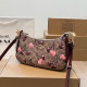 Burgundy Daily Letters fruit Patchwork Zipper Contrast Bags