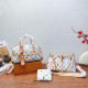White Casual Letters Gradient Patchwork Zipper Contrast Bags