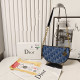 The cowboy blue Casual Letters Patchwork Chains Zipper Bags