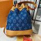The cowboy blue Casual Letters Draw String Patchwork Bags
