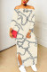 Apricot Sexy Chain print Slit Contrast Off Shoulder Printed Dresses