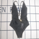 Black Sexy Solid Color Patchwork Backless Swimwears