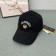 Black Casual Letters Cartoon Embroidered Hat