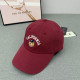 Burgundy Casual Letters Cartoon Embroidered Hat