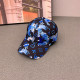 Black Casual Letters Gradient Patchwork Contrast Hat