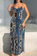 Leopard Print Sexy Faux Denim Print Leopard Contrast V Neck Printed Dresses
