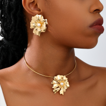 Gold Irregular Earrings And Necklace Set