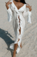 White Sexy Solid Color High Slit Ruffled Trim Swimwears Cover Up